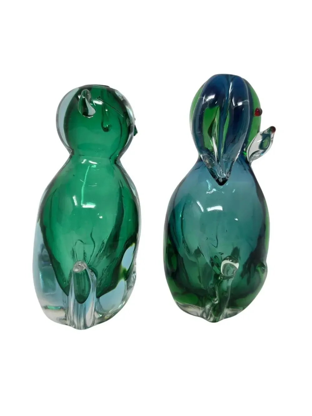 Vintage Drioli Murano Glass Cat Dog Decanter Pair Ferro Lazzarini